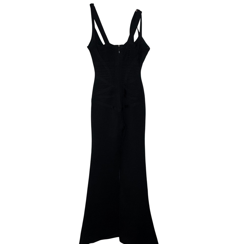 Herve Leger Max Azria Bandage Jumpsuit Black XS Wide Leg Sleeveless Bodycon - Picture 6 of 16
